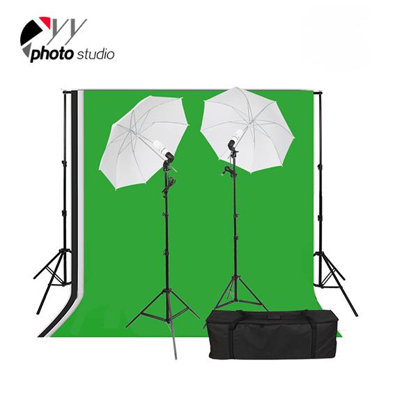 Photo Studio Umbrella Continuous Lighting Kit with Background Support System, KIT 009